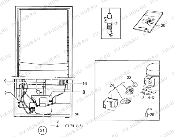 Взрыв-схема холодильника Electrolux ER2702B - Схема узла Functional parts